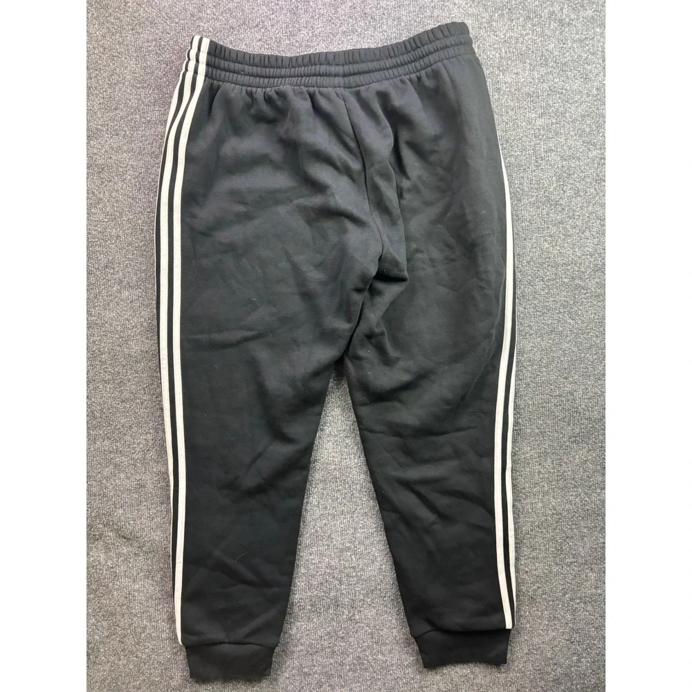 Adidas Joggers Mens XL Black 3-Stripe Fleece Lined Sweatpants Soccer